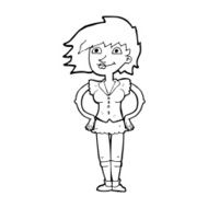 cartoon woman with hands on hips N318