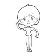 cartoon waving woman N191