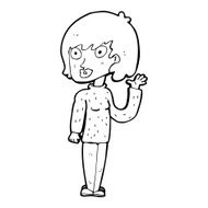 cartoon waving woman N192