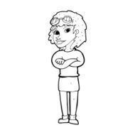 cartoon woman with crossed arms and safety goggles N13