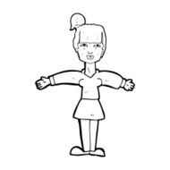 cartoon woman shrugging shoulders N661