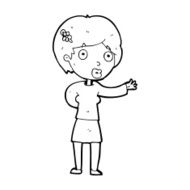 cartoon waving woman N193