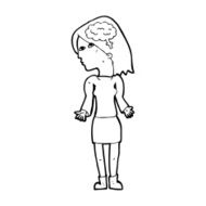 cartoon clever woman shrugging shoulders N12