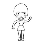cartoon waving woman N194