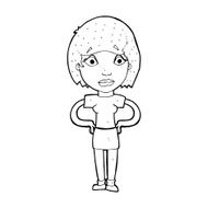 cartoon worried woman N108