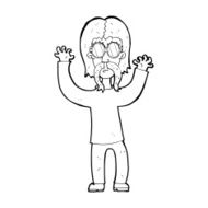 cartoon hippie man waving arms N11