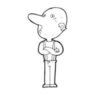 cartoon old man with folded arms N13