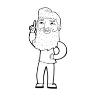 cartoon happy bearded man with idea N13