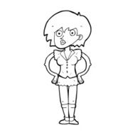 cartoon surprised woman with hands on hips N14