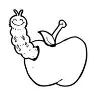 cartoon bug eating apple N24