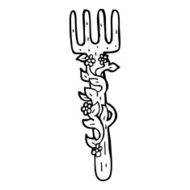 cartoon ornate wooden fork N13