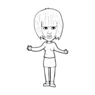 cartoon woman shrugging shoulders N663