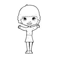 Cartoon Woman Waving N468