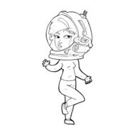 cartoon woman wearing space helmet N27