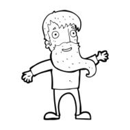 cartoon man with beard waving N13