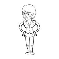 cartoon tough woman with hands on hips N14