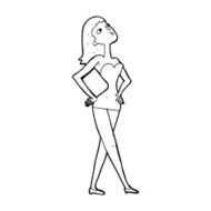 cartoon woman in party dress N12