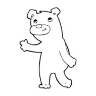 cartoon happy waving bear N4