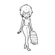 cartoon woman going to bed N13