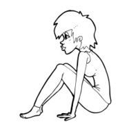 cartoon woman sitting N26