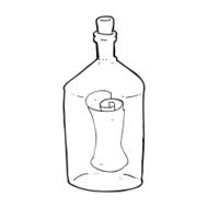 cartoon letter in bottle N13