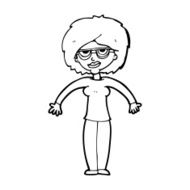 cartoon woman shrugging shoulders N667