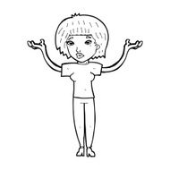 cartoon woman shruggin shoulders N3