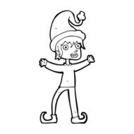 cartoon excited christmas elf N14