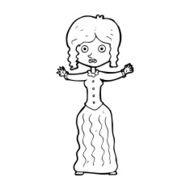 cartoon worried victorian woman N13