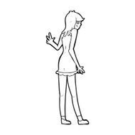 Cartoon Woman Waving N470