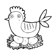 cartoon hen on eggs N12