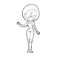 cartoon space woman N37