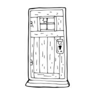 cartoon old wood door N14