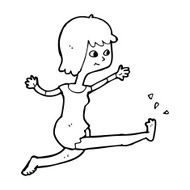 cartoon happy woman kicking N14