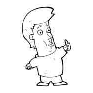 cartoon man giving thumbs up sign N31