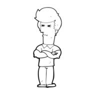 cartoon man with folded arms N44