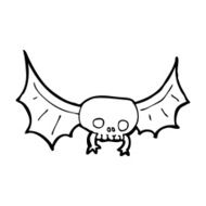 cartoon spooky skull bat N15