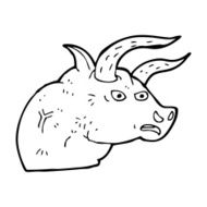 cartoon angry bull head N11