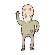 cartoon old man waving N5