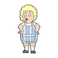cartoon woman in kitchen apron N13