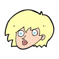 cartoon surprised female face N91