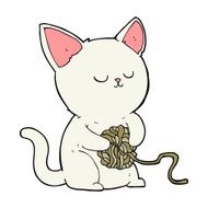 cartoon cat playing with ball of yarn N5