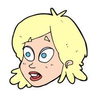 cartoon female face with surprised expression N19