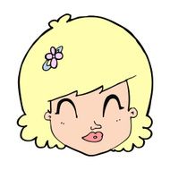 cartoon happy female face N249