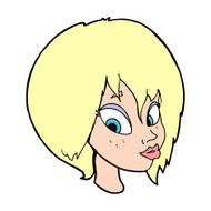 cartoon pretty female face pouting N14