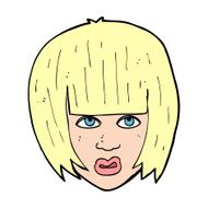 cartoon annoyed girl with big hair N13