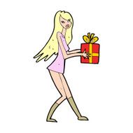 cartoon fashion girl with present N14