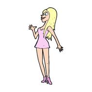 cartoon woman in pink dress N14