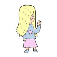 cartoon girl with pony shirt waving N14