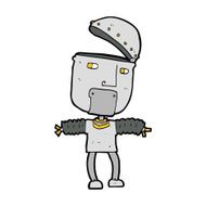 funny cartoon robot with open head N14